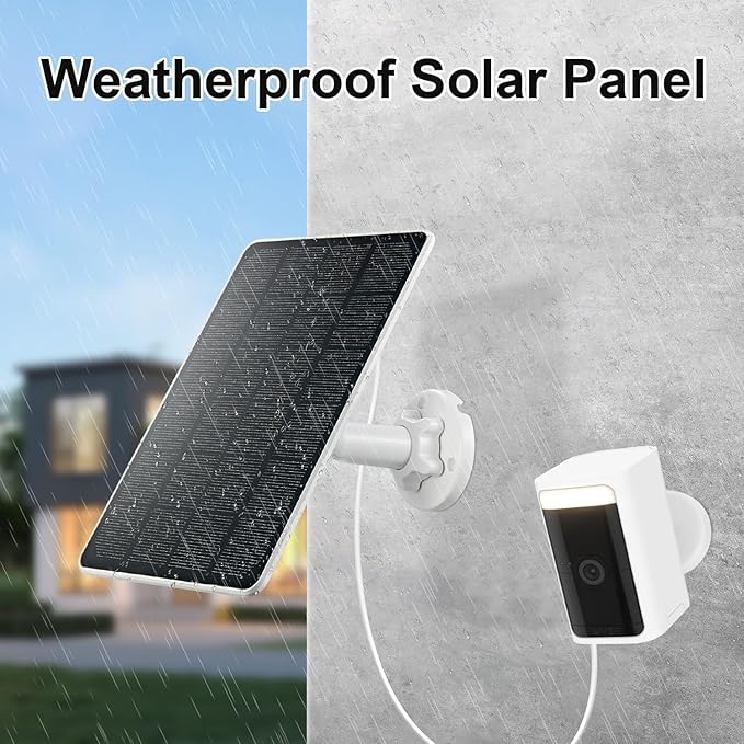 2PC Solar Panel Compatible with Wyze Battery Cam Pro, Cam Outdoor V1/V2, 9.4ft Waterproof Charging Cable, 360°Adjustable Mount, IP65 Waterproof Solar Charger for Outdoor Security Camera