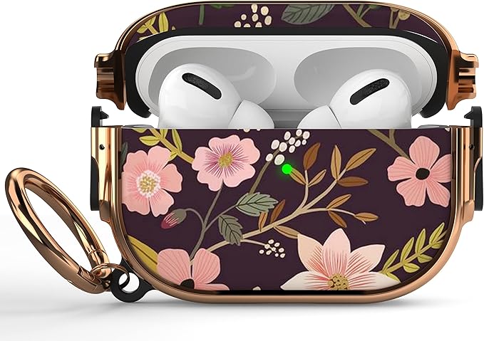 Maxjoy for AirPods Pro 2nd/1st Generation Case with Lock, Cute AirPods Pro 2 Case Lock Protective Hard AirPod Pro Cover for Women Girly with Keychain for Airpod Pro (2023/2022/2019), Flower