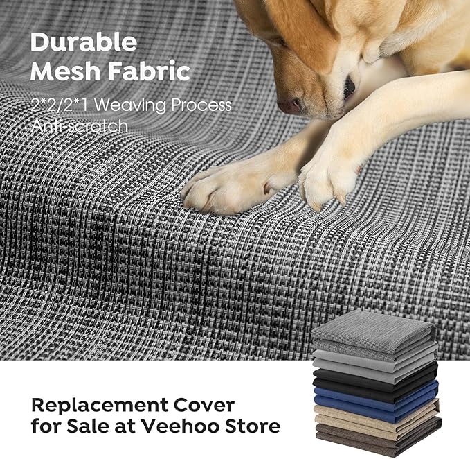 Veehoo Outdoor Elevated Dog Bed for Small Dogs, Cooling Raised Dog Cots Beds Training Platform Off Ground Hammock with Breathable Mesh, No-Slip Feet, 22"x17", Black Silver