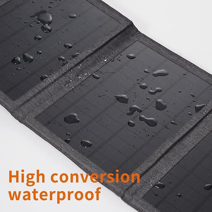 35W Portable Solar Charging Panel with USB-A/Type-C/DC Ports for Mobile Phones, Waterproof Smartphone Battery Charger, Foldable Solar Panel for Emergency Camping, Outdoor and Travel (Grey)