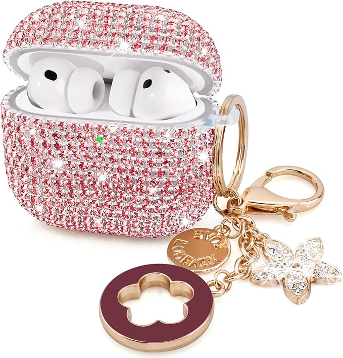 Bling Airpods iPods Pro 3 Case Cover 2025, VISOOM Rhinestone Airpods Pro 3 Cases Cute Glitter Jewelry Airpod iPod Pro3 Cases for Sparkly Apple AirPods iPods Pro 3rd Gen Case with Keychain for Women