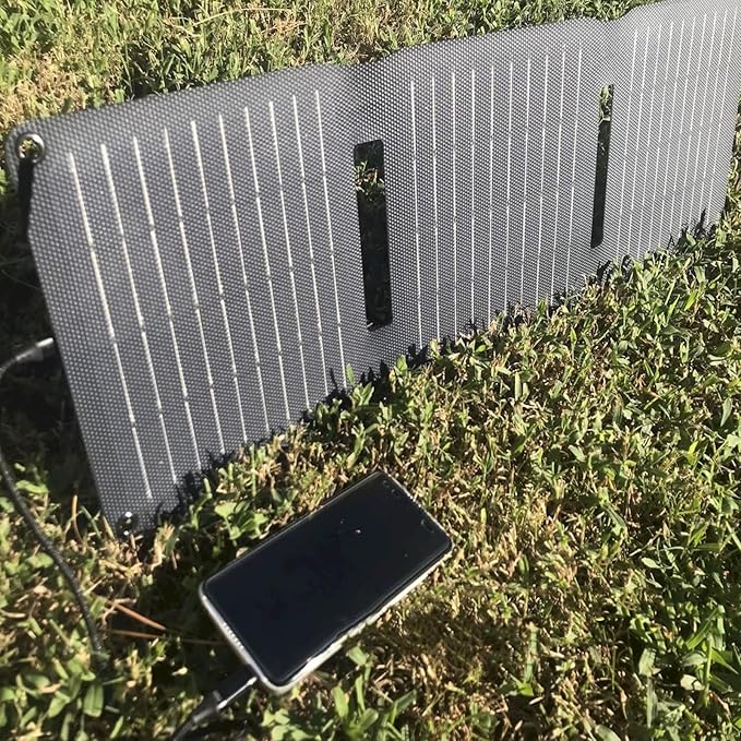 [Upgraded] FlexSolar 20W Portable Solar Panel, High Efficiency ETFE Foldable Panels with 5V USB A/USB C Ports, IP67 Waterproof Power Emergency Solar Charger for Phone Power Bank Camping Backpacking