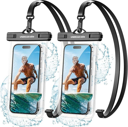 UNBREAKcable Waterproof Phone Pouch-2 Pack IPX8 Waterproof Phone Case for iPhone 16 15 14 13 12 11 Pro Max & Samsung S25 S24 S23-Dry Bag & Travel Essentials for Beach, Pool, Kayak & Cruise-7"