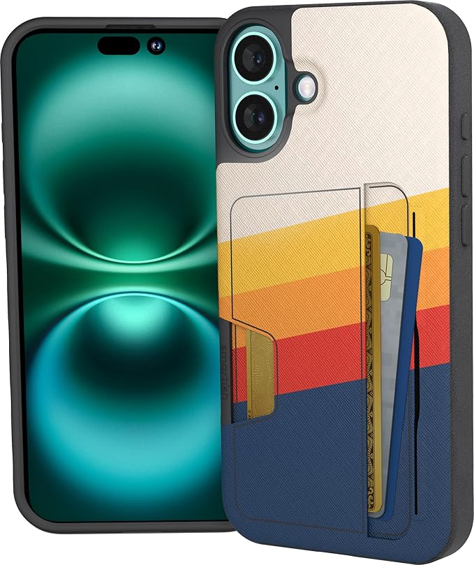 Smartish® iPhone 16 Plus Wallet Case - Wallet Slayer Vol 2 [Slim + Protective] Credit Card Holder w/Kickstand - Drop Tested Hidden Card Slot Cover Compatible w/Apple iPhone 16 Plus - Striped Up