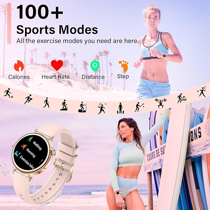 Smart Watch for Women (Answer/Make Call) 1.27" HD Smartwatch Compatible Android/iphone Phone with 2 Bands Fitness Tracker/AI Voice/Heart Rate/Sleep Monitor, 220+ DIY Dial & IP68 Waterproof, Pink
