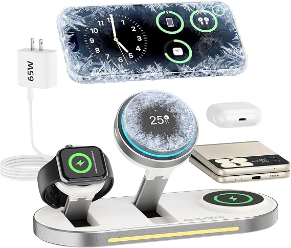 25W Dual Wireless Charger for iPhone & Samsung, 3 in 1 Charging Station