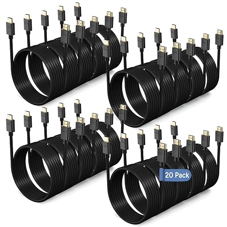 4K HDMI Cable 6FT 20-Pack, 4K@60Hz 18Gbps, ARC, HDR, 3D