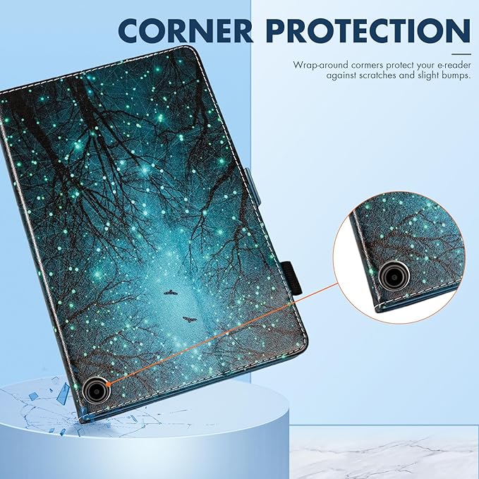 Dteck for Amazon Fire Max 11 Tablet Case 11" (13th Generation) 2023, PU Leather Shell TPU Back Cover Fold Stand Case with Auto Sleep Wake, Adjustable Viewing Angles, Cute Folio Case, Starry Forest