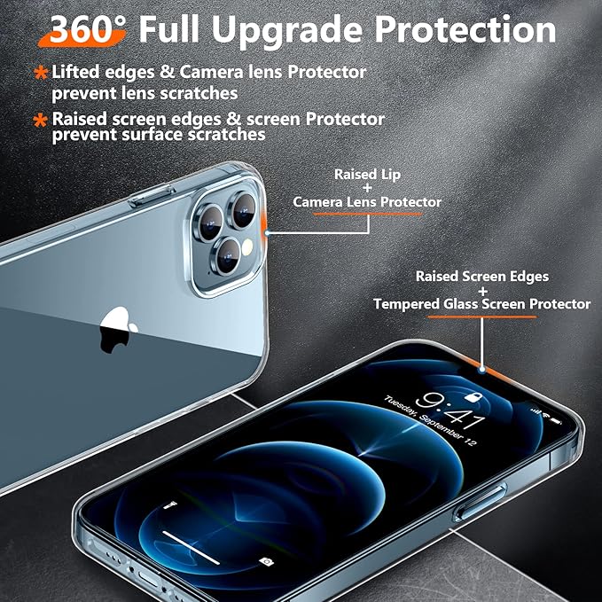 Red2Fire for iPhone 12 Pro Max Case Clear, [Non-Yellowing] [Slim Thin] [Military Grade Drop Protection] Lightweight Shockproof Protection Phone Case for iPhone 12 Pro Max Case Case 6.7 inch, Clear