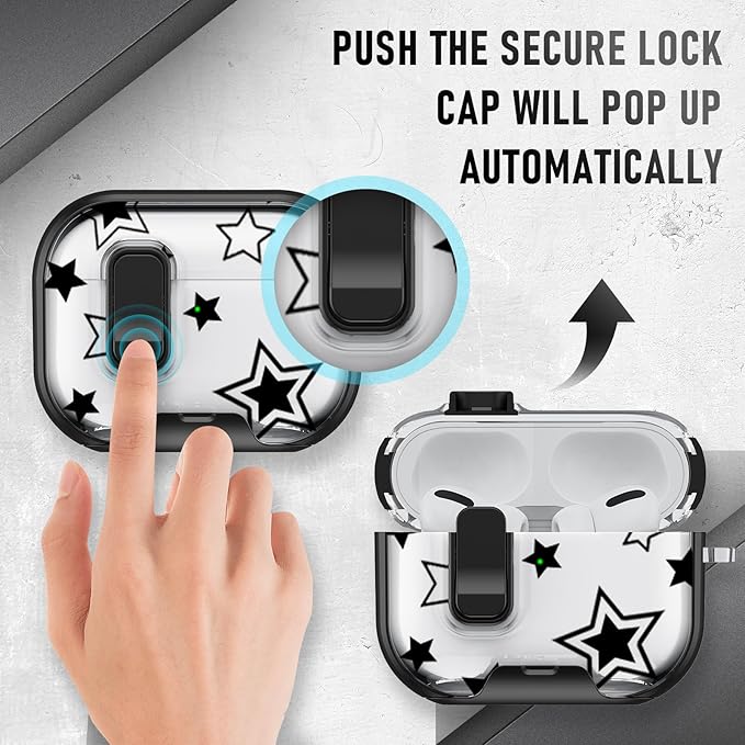 Compatible Airpods Pro 3 Case (2025) with Phone Stand & Cleaner Kit,Cute Soft Silicone Lock Clip Apple AirPods Pro 3rd Generation Case, Airpod Pro 3 Cover with Keychain for Women/Girls