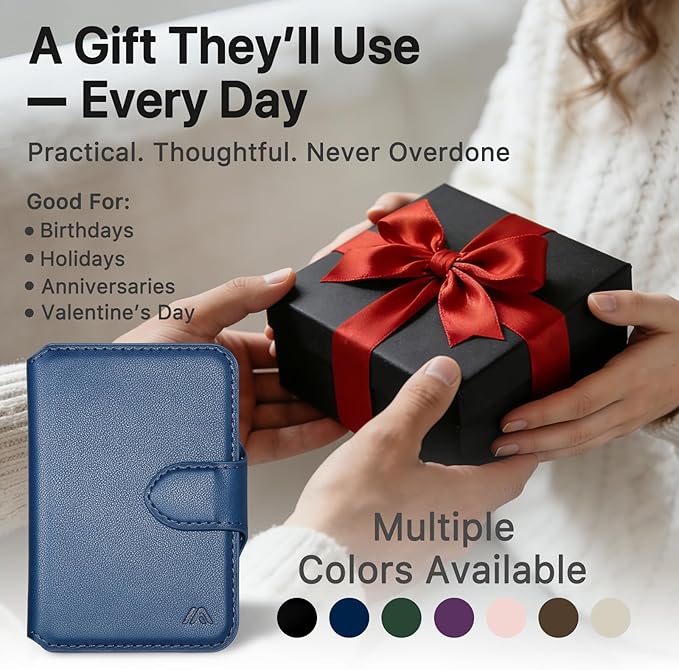 for MagSafe Wallet, Magnetic Phone Wallet RFID Blocking, Slim 5-8 Card Holder with Cash Slot & Clear ID Window, Minimalist Mag Safe Wallets for iPhone 17/16/15/14/13/12 Series, Navy Blue