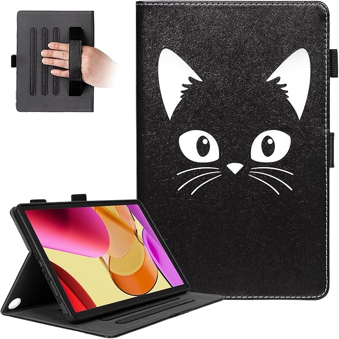 Dteck for Amazon Fire Max 11 Tablet Case 11" (13th Generation) 2023, PU Leather Shell TPU Back Cover Fold Stand Case with Auto Sleep Wake, Adjustable Viewing Angles, Cute Folio Slim Case, Black Cat
