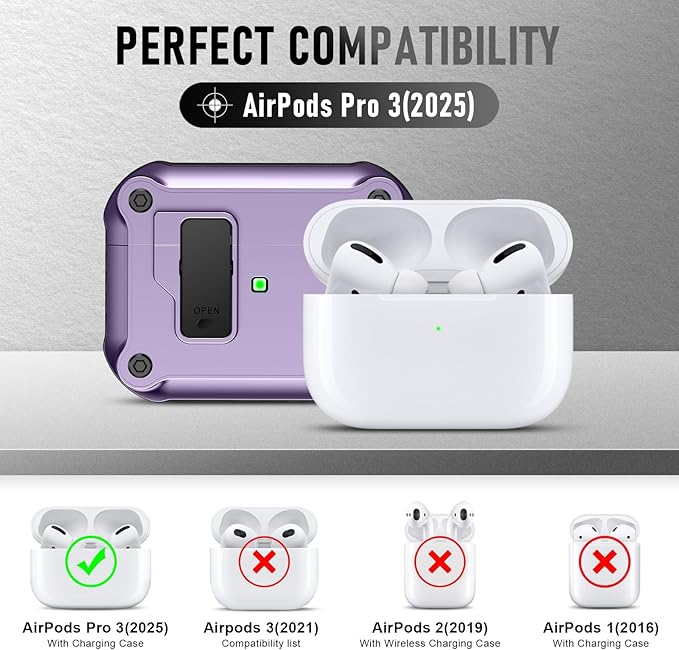 Compatible with Airpods Pro 3 Case(2025),for Airpods Pro 3rd Generation Cases Cover with Keychain Cleaner Kit Soft Silicone Shockproof Cover for Women Men