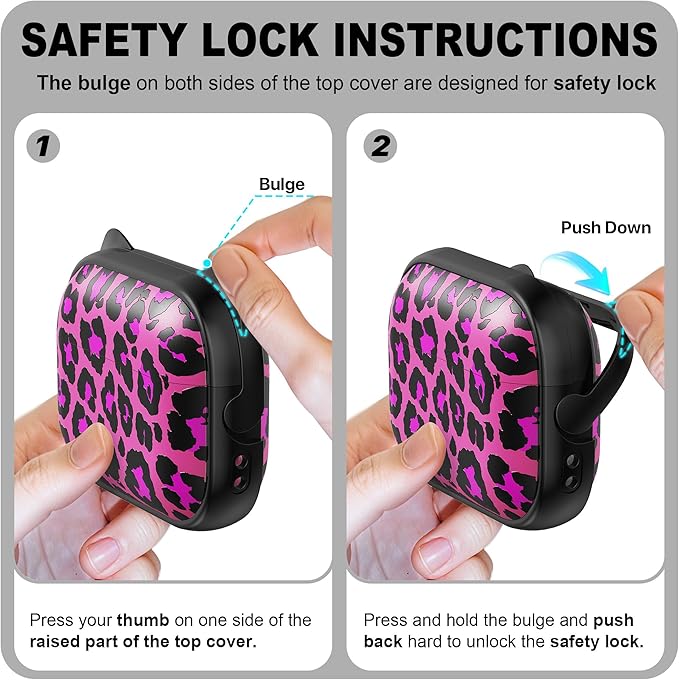 RFUNGUANGO is Compatible with AirPods Pro 3 Protective case, with Mobile Phone Holder Function, Multiple Colors Available, Suitable for AirPods Pro 3 Protective case,Black + Rose Red Leopard Print