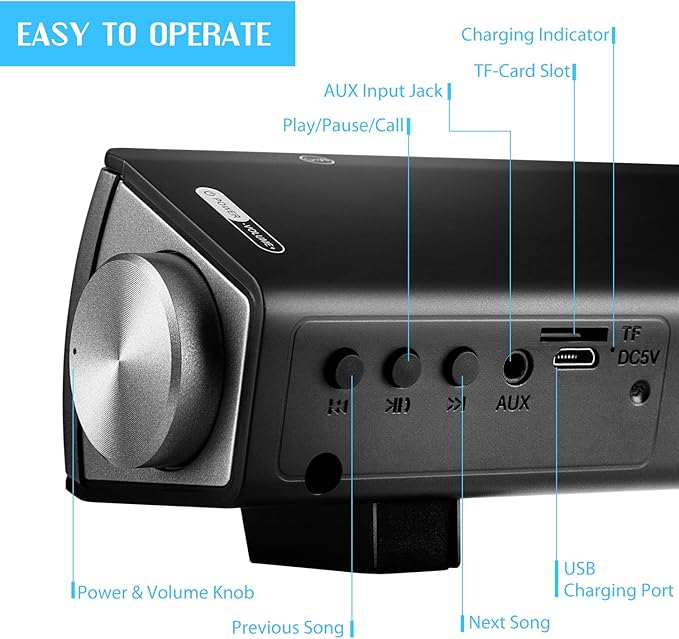 Sound Bar TV Soundbar Wired and Wireless Bluetooth Home Theater TV Speaker, Surround Sound Bar for TV, PC, Cellphone