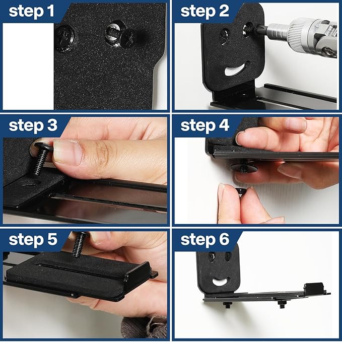 Soundbar Wall Mount Bracket - Universal Speaker Mounting for Samsung, Sony, LG, Vizio, Bose, JBL and More, Sound Bar Mounts for Living Room, Bedroom, Depth Adjustable 3.1”-5.1”, Hold up to 55 lbs