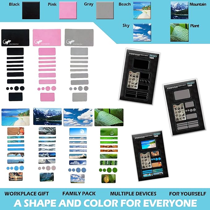 Webcam Covers - Laptop Webcam Cover - Tablet Webcam Covers - Smart TV & for Every Size Webcam on Any Device - Reusable/Multi-use – Protect Your Privacy with Gecko - Gray