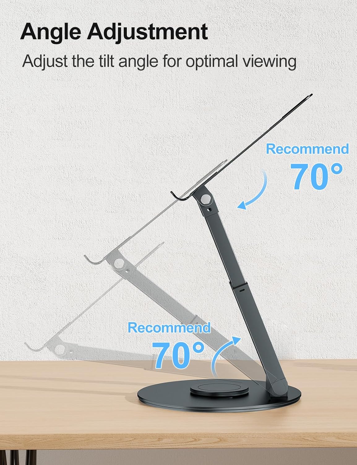 Telescopic Laptop Stand with 360° Swivel Base – Sit-to-Stand, Height Adjustable, Compatible with MacBook & All 10–17" Laptops | Techloop Living