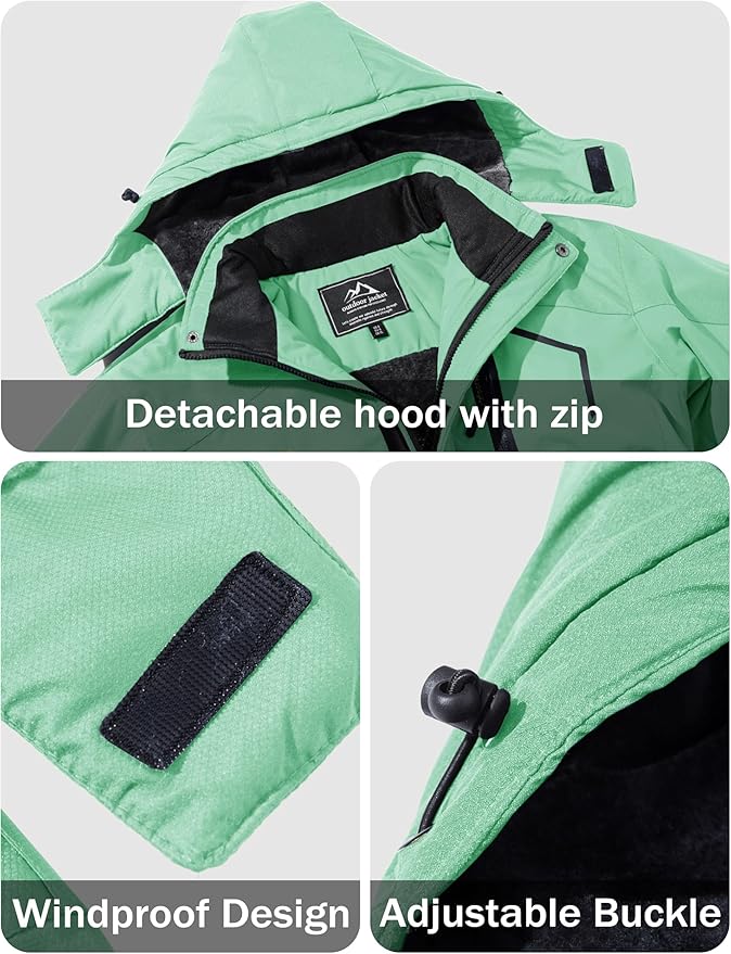 MAGCOMSEN Men's Winter Coats Water Resistant Ski Snow Jacket Warm Fleece Jacket Parka Raincoats With Hood Multi-Pockets