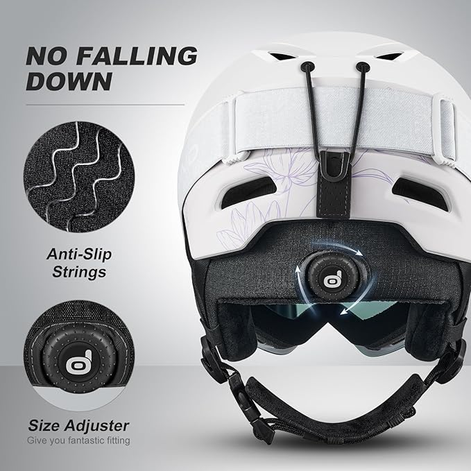 Odoland Ski Helmet, Snowboard Helmet with Ski Goggles for Adults and Youth, Audio Compatible, Shockproof, Windproof, Safety Snow Sports Helmet and Protective Glasses for Men Women