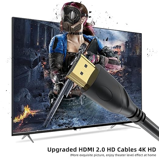 HDMI Cable Ultra High Speed Gold Plated 4K @ 60Hz, Ultra HD, 1080P & ARC Compatible with Laptop, Gaming PC, Monitor, PS5, PS4, Xbox X, One, Fire TV, Apple TV, ROKU, Soundbar & More (6 Feet)