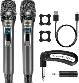 Wireless Karaoke Microphone, No Delay Handheld Microphone System with Rechargeable Receiver, Suitable for Singing, Teaching, Church, Weddings, and DJ Events (Black, 2 Microphone) - Image 1