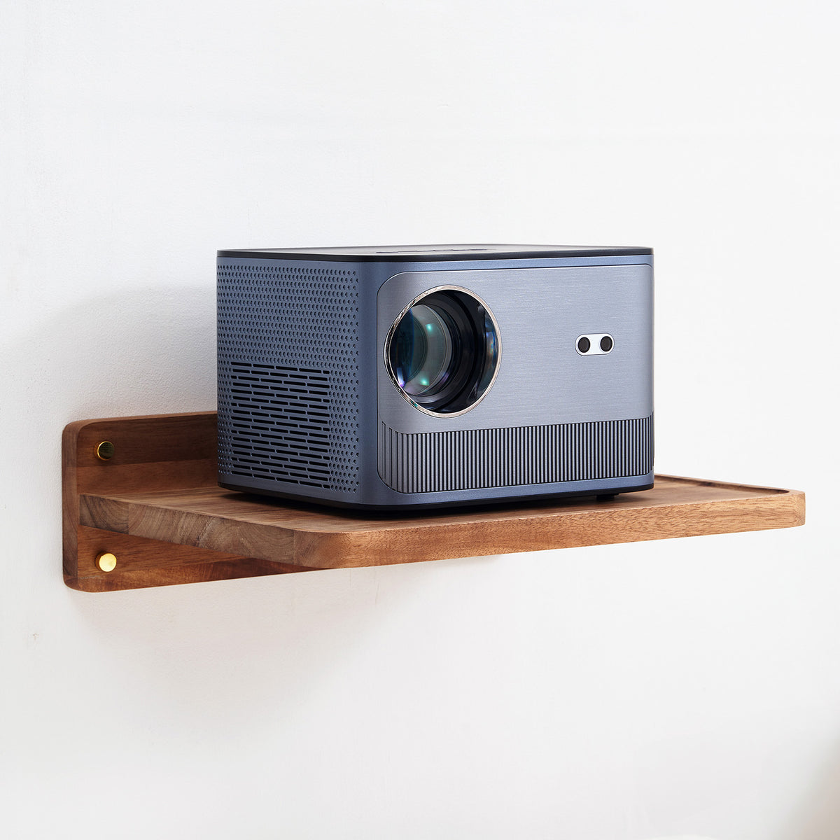 Acacia Wood Projector Shelf for Wall Mount, 14.2" x 11" Floating Shelf & Rack Holder for Router, Modem, Cable Box, Compatible with Gaming Consoles