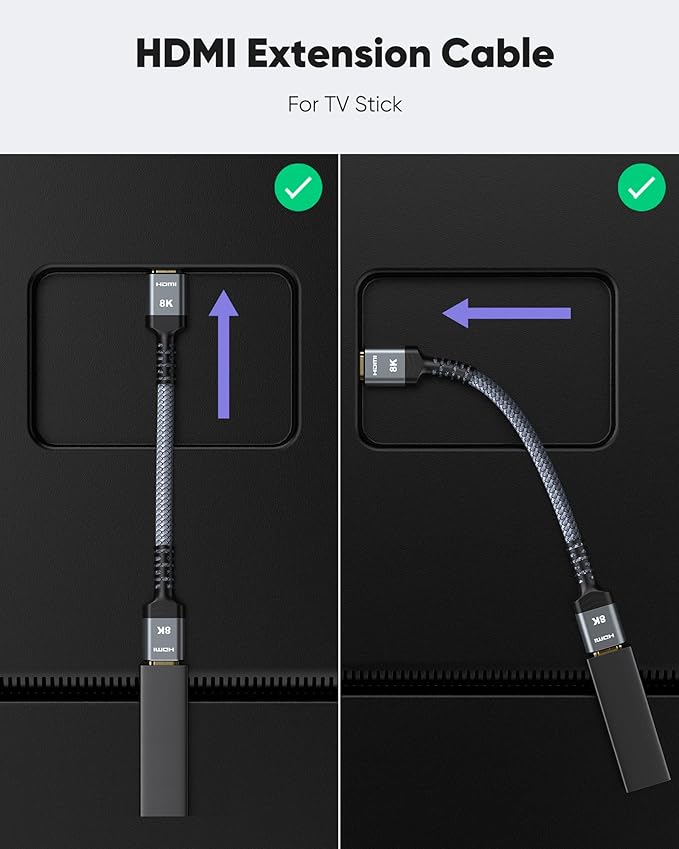 Highwings 2 Pack 8K 4K HDMI Extender 1FT, Extension Cable 2.1 4K@30Hz/ 60Hz/ 120Hz, Ultra high Speed Adapter Male to Female Compatible for PS5, Roku, Stick, Blu Ray Player, HDTV, Laptop