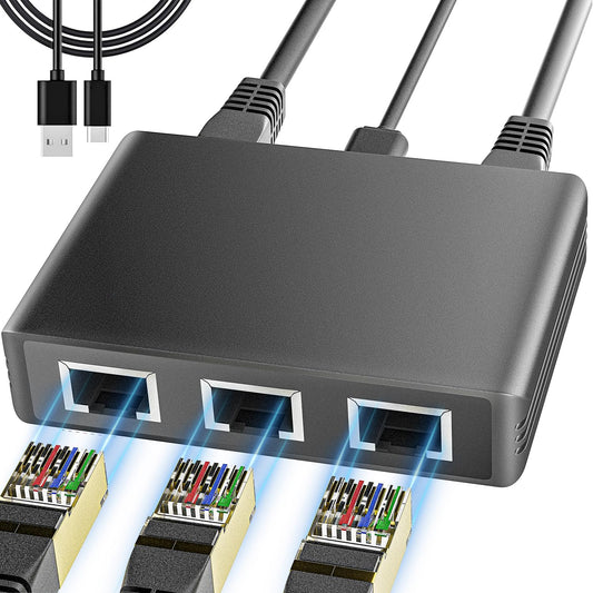 Gigabit Ethernet Switch 4 Port, 1000Mbps High Speed Network Switch, Plug & Play LAN Expansion for Home Office, Stable Wired Connection, No Lag, RJ45 Compatible Cat5/5e/6/7/8