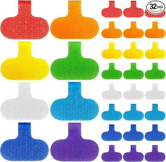 32 Pcs Multi Color Durable Cable Lables with Writable Surface,Waterproof Wire Labels for Electronics Organization,Computer&Industrial Cable Management,1.5" x 0.63"Cord Tags(8 Colors)