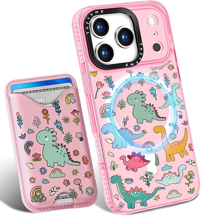 Toycamp for iPhone 17 Pro Case - Compatible with Magsafe Credit Card Holder Wallet Magnetic Cute Women Teen Girls Kawaii Girly Unique Animal Design Phone Cover for Apple 17 Pro