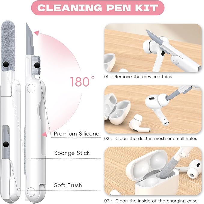 for Airpods Pro 2 Case Cover, Compatible with Airpods Pro Case 2nd Gen USB C Charging Port, Clear Soft Transparent Military Grade Shockproof Case, Clear Pink
