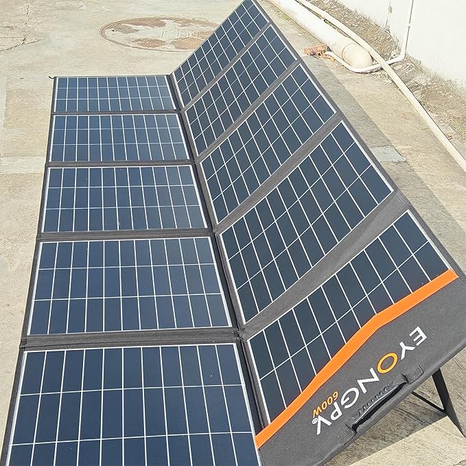 EYONGPV 600W Foldable Solar Panel, 26% HPBC Monocrystalline Cells, IP65 Waterproof Portable Solar Charger with 30A Anderson Output & 4.5m Cable, for RV, Camping, Outdoor Power Stations