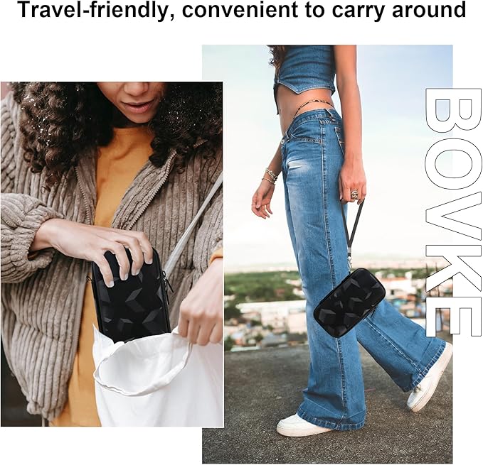 BOVKE Hard Case for Roku Voice Remote Controller, Streaming Stick+ / 4K, TV Remote Case for Steaming Stick 3820R/ 3821R/3941R, Extra Mesh Pocket for Adapters, Cables, Black Cube