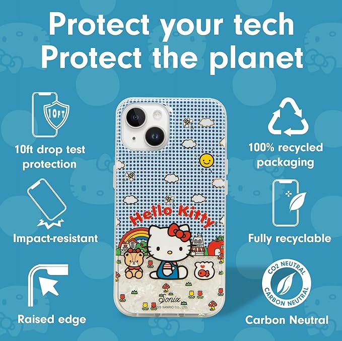 Sonix Case for iPhone 15 Plus, iPhone 14 Plus | Compatible with MagSafe | 10ft Drop Tested | Good Morning Hello Kitty