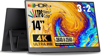 14" 4K Portable Monitor, USB-C & HDMI for Laptop & Travel