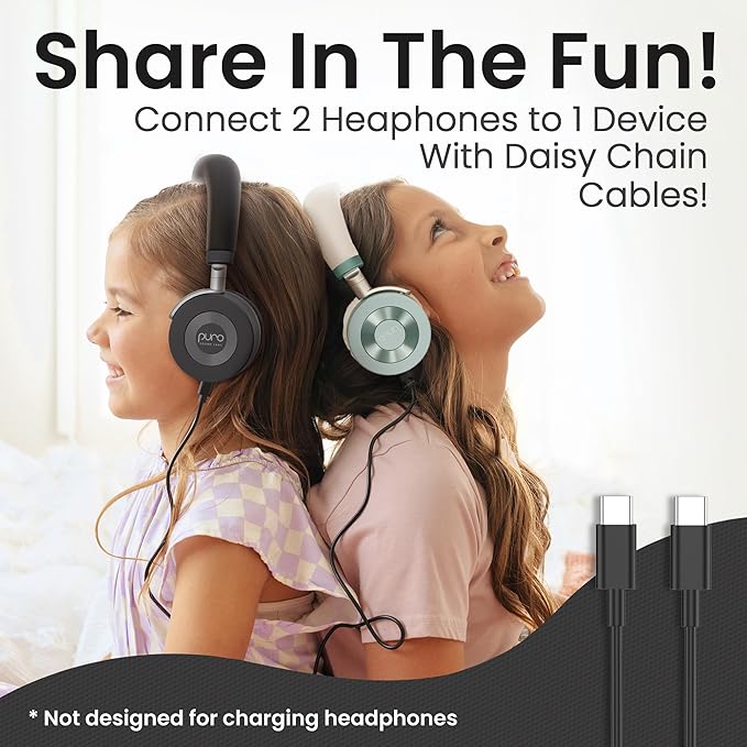 Puro Sound Labs JuniorJam Plus Volume-Limiting Wireless Bluetooth Headphones for Kids, Secure Audio with Adjustable On-Ear Design, 22-Hour Battery Life, Ideal for Tablets, Smartphones & PCs - Black