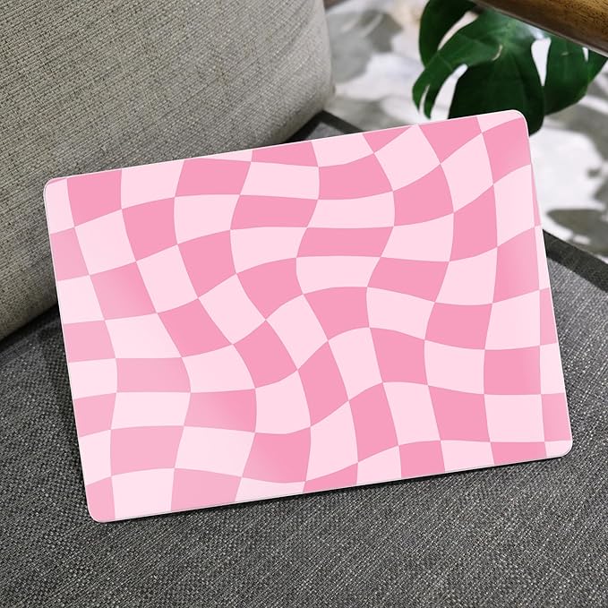MEEgoodo for MacBook Air 13.3 inch Case 2021 2020 2019 2018 A2337 M1 A2179 A1932, Laptop Shell for MacBook Air M1 with Keyboard Webcam Cover & Trackpad Film & Type C Adapter,Romantic Pink Square