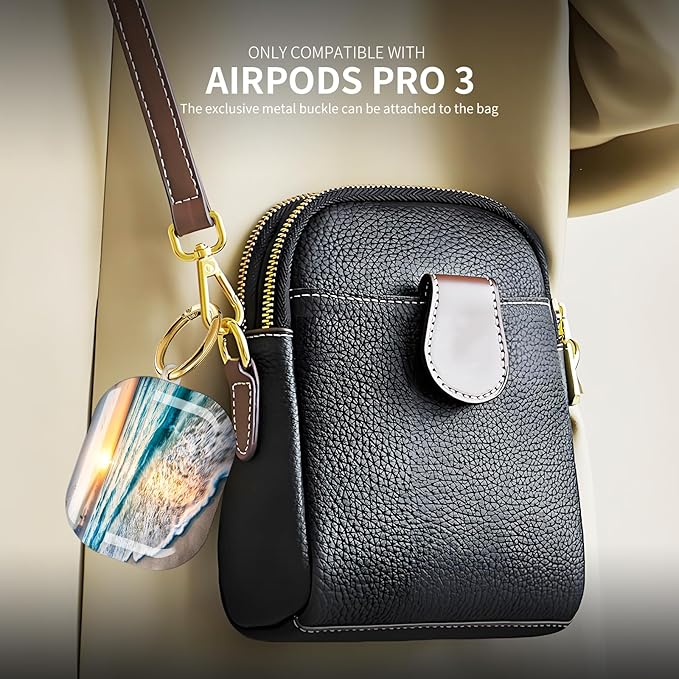 Compatible with AirPod Pro 3 (2025),Cute Case Cover for Women & Men, Full Protection Shockproof Hard Case with Keychain, Wireless Charging Case Accessories(Sunny Beach)