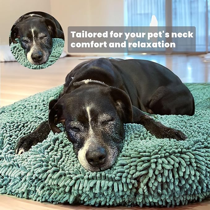 Muddy Mat® Cloud K-9 Bed for Dogs & Cats, Soft & Relaxing Donut Dog Bed, Chenille Material, Removable Cover, Washable & Dryer Safe–Seafoam Green Large(40'x40')