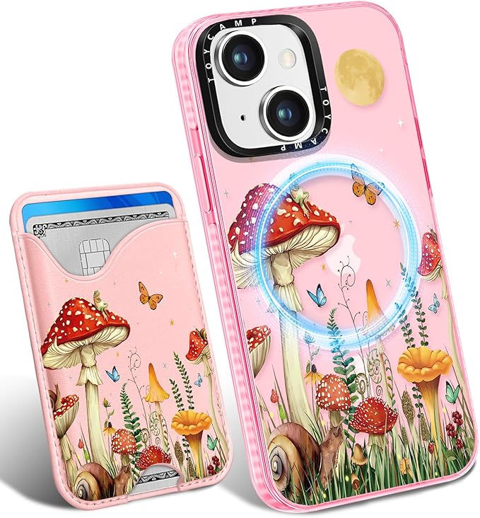 Toycamp for iPhone 15 Plus Case - Compatible with Magsafe Credit Card Holder Wallet Magnetic Cute Women Teen Girls Kawaii Girly Unique Moon Design Phone Cover for Apple 15 Plus 6.7"