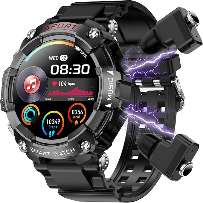 Smart Watch for Women Men, Smartwatch for iPhone & Android Bluetooth (Answer/Call) Built-in Earbuds, 1.52" HD Fitness Tracker with 100+ Sport Modes