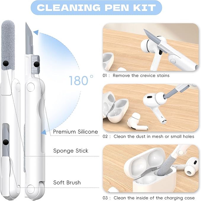 Airpods Pro 2nd/1st Generation Case Cover, Compatible with Airpods Pro Case 2nd Gen USB C Charging Port, Clear Soft Transparent Military Grade Shockproof Case, Clear Blue