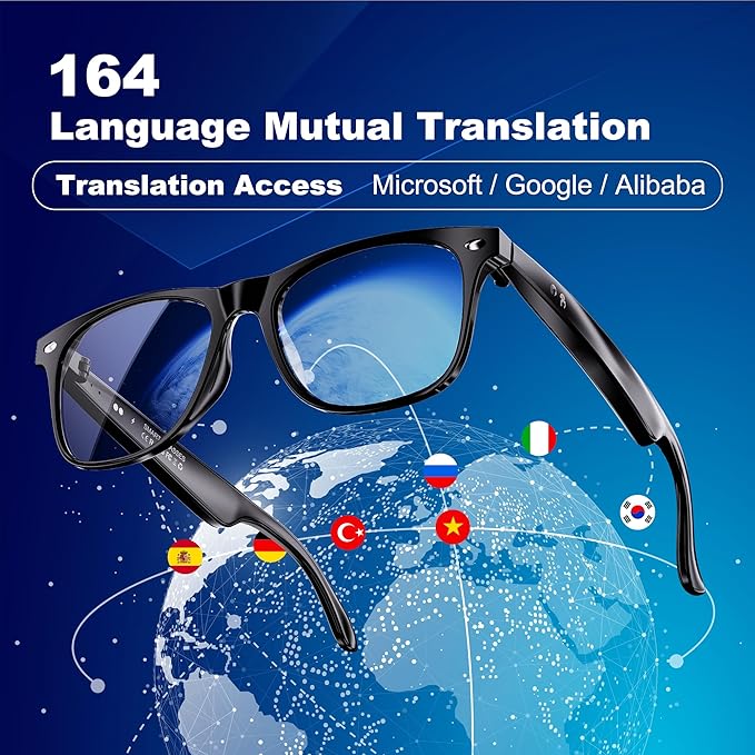 AI Smart Glasses for Women and Men, Bluetooth Sunglasses with Chat GPT and 164 Languages , Translation Glasses with Color-Change Lens, Music Playback & Hands-Free Calls, UV & Blue Light Protection