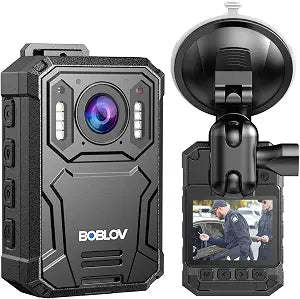 BOBLOV KJ23Pro 2K 128GB Body Worn Camera with Night Vision, 4000mAh Battery
