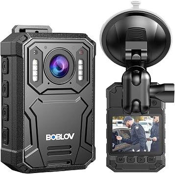 BOBLOV KJ23Pro 2K 128GB Body Worn Camera with Night Vision, 4000mAh Battery
