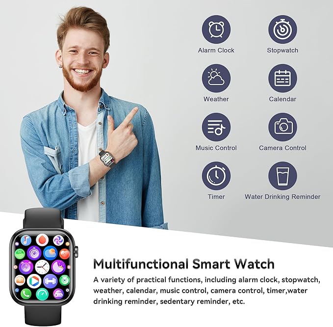 Smart Watch for Men Women(Answer/Make Call), 1.83" Fitness Watch with Heart Rate/Blood Pressure/Blood Oxygen, Pedometer, Sleep Tracker,120+ Sport Modes, IP68 Waterproof Fitness Tracker for Android iOS