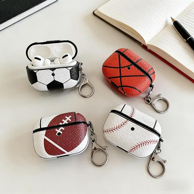 for AirPods Pro 2 Case Leather, Crazy Horse Airpods Pro Soft PU Leather Case Cover with Keychain,for Apple Airpod Pros 2nd Generation 2023 2022/ Airpod Pro 2/1 Gen for Man Wome(Basketball-03)