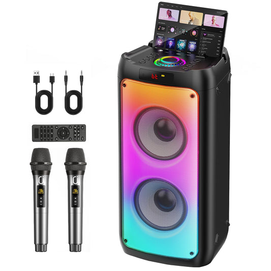 Karaoke Machine for Adults, 2 Mics, Dual 6.5" Woofers & Wide-Coverage Sound