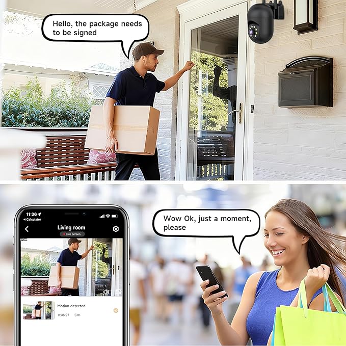 2K Security Camera Wired, 2.4/5GHz Home WiFi Camera, 360° PTZ Baby Monitor with Color Night Vision, Motion Detection, 2-Way Audio, Compatible with Alexa